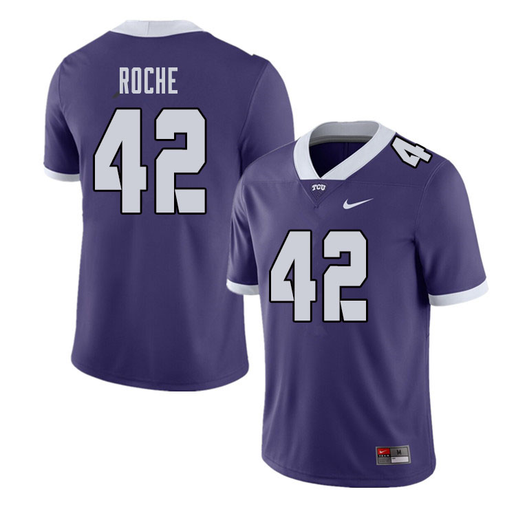Men #42 Dearan Roche TCU Horned Frogs College Football Jerseys Sale-Purple